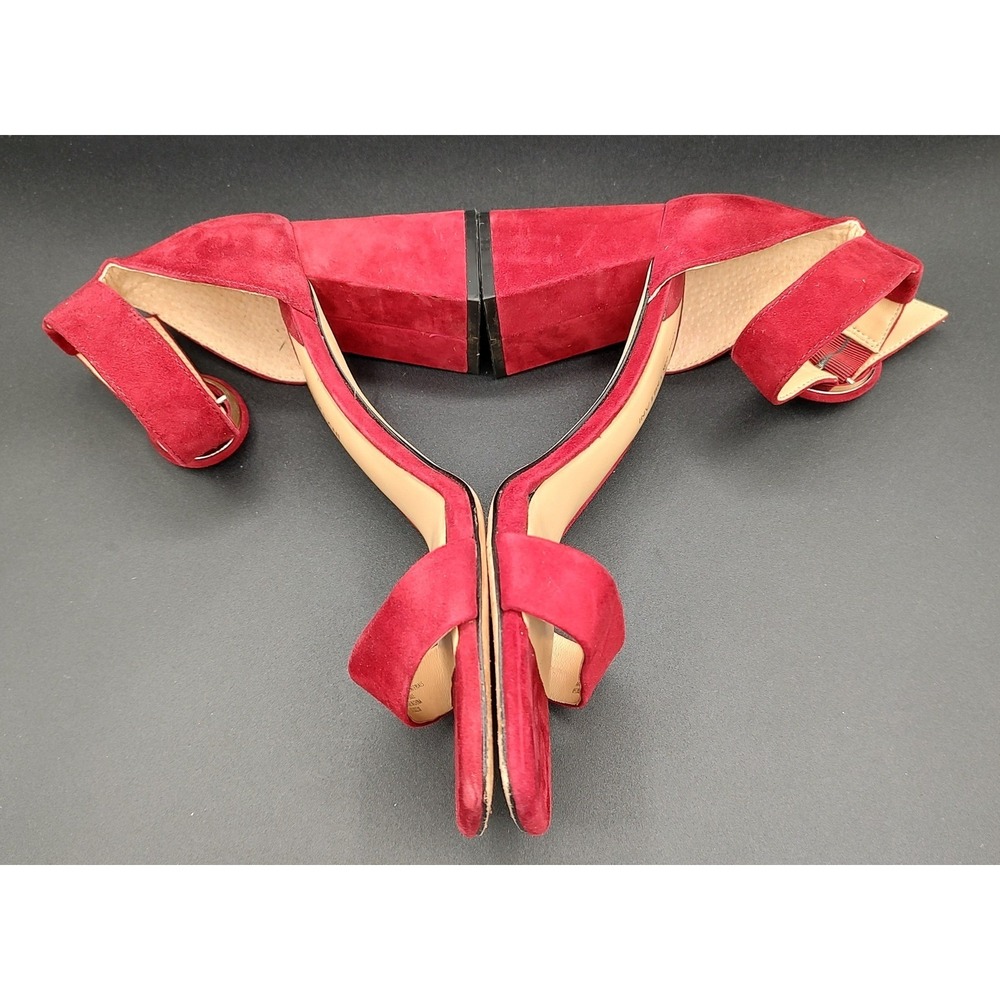 Antonio Melani Red Suede Block Heel Ankle Strap Sandals Women's Size 9.5M - Picture 10 of 11